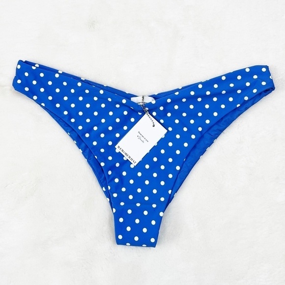 NWT WeWoreWhat Delilah Polka Dot Bikini Bottoms in Palace Blue - Picture 5 of 8
